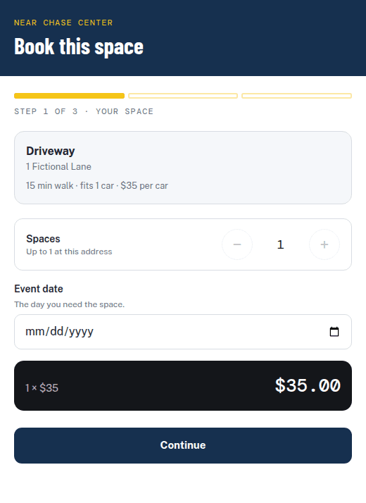 Sample checkout screen